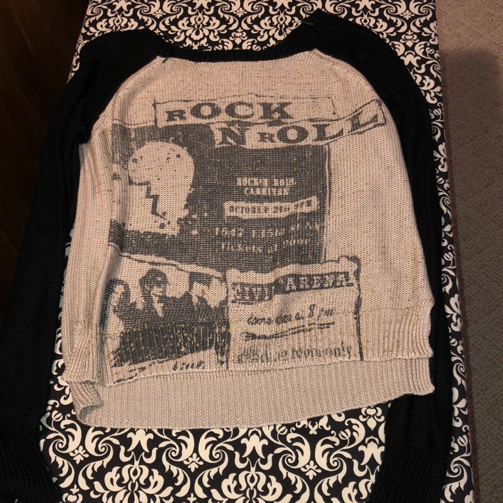 Rock And Roll crop high/low sweater